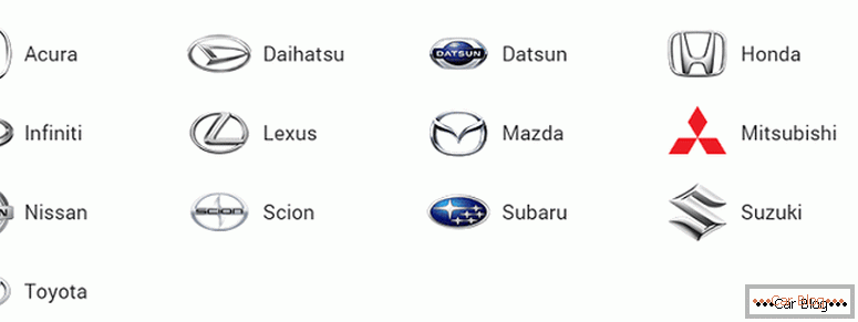where to find all the brands of Japanese cars and their icons with the names and photos